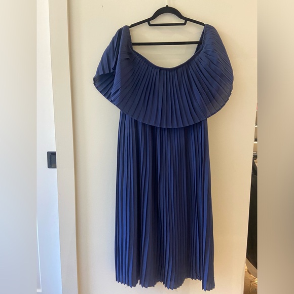 Navy Midi A line Dress - Picture 1 of 5